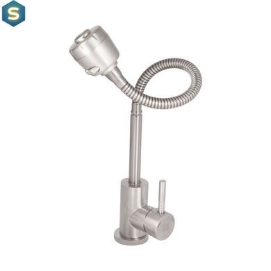 Смеситель для кухни Lidz Aria 015F41 с гибким изливом (k35) LDARI015F41NKS45306 Nickel, Нержавеющая сталь