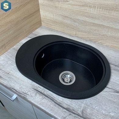 Кухонная мойка Adamant Ovale 610x420x180 чёрный металлик 636223, Черный/золото