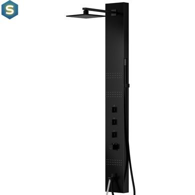 Душевая панель Corsan Neo black LED с изливом и термостатом S060TBLLEDW, Черный матовый