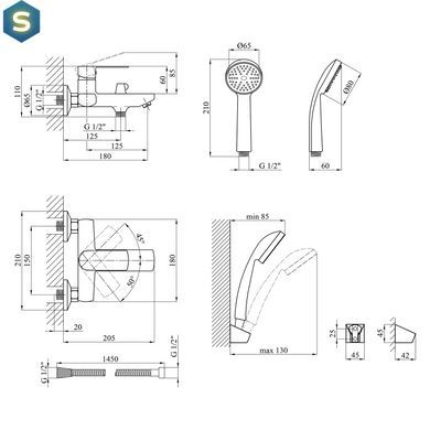 Смеситель для ванной Kroner KRM Main - C060 CV018619, Хром