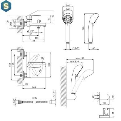 Змішувач для ванної Kroner KRP Brocken - C060 CV023595, Хром
