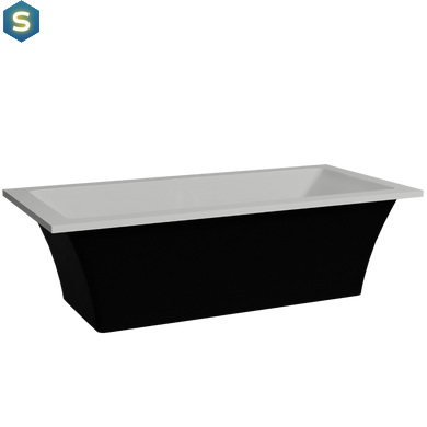 Ванна отдельностоящая глянцевая Amidicon Tytul 185x85 черная из литого камня TYTUL_185_BLACK_HL, Черно-белый