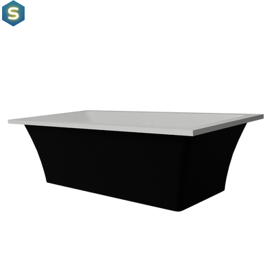 Ванна отдельностоящая глянцевая Amidicon Tytul 185x85 черная из литого камня TYTUL_185_BLACK_HL, Черно-белый