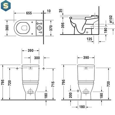 Чаша напольного унитаза Duravit Starck 3 0126090000, Белый
