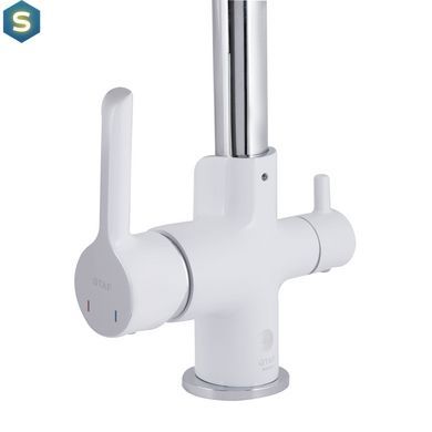 Смеситель для кухни Qtap Grand с подключением для питьевой воды QTGRA362CRW45668 Chrome/White, Белый