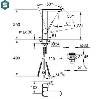 Смеситель для умывальника Grohe Plus 23844003