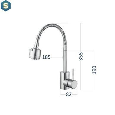 Смеситель для кухни Lidz Aria 015F41 с гибким изливом (k35) LDARI015F41NKS45306 Nickel, Нержавеющая сталь