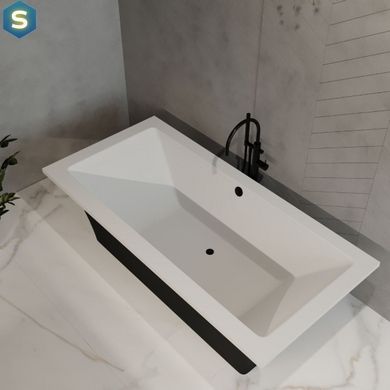Ванна отдельностоящая глянцевая Amidicon Tytul 185x85 черная из литого камня TYTUL_185_BLACK_HL, Черно-белый