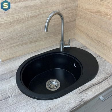 Кухонная мойка Adamant Ovale 610x420x180 чёрный металлик 636223, Черный/золото