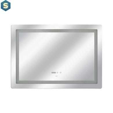 Зеркало Qtap Mideya 1000х700 с LED-подсветкой Touch, с антизапотеванием, с часами, диммером яркости QT2078NCF10070W
