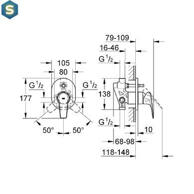 Смеситель скрытого монтажа Grohe Bau Flow 29045000
