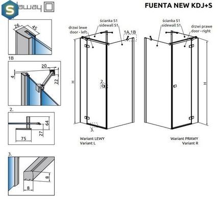 Душова кабіна Radaway Fuenta New KDJ+S 110Lx80x200 384023-01-01L+384051-01-01+384051-01-01
