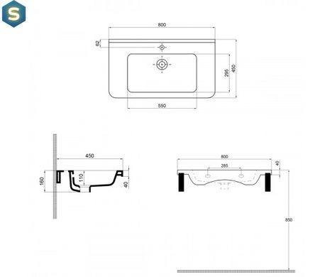 Умывальник Sanwerk Space Line 80x45 (UV0000157), Белый