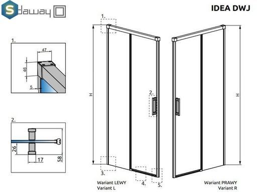 Душевая дверь Radaway Idea DWJ 160 см 387020-01-01R