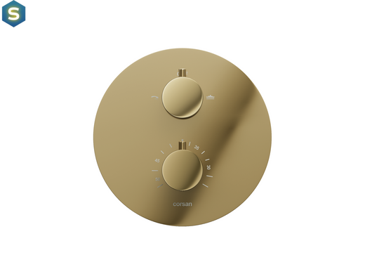 Душевая система скрытого монтажа Corsan Lugo gold + BOX с термостатом Z03TGL, Золотой