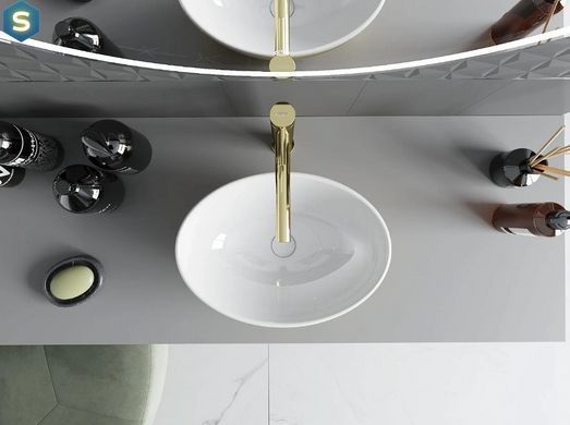 Умивальник Mexen Elza brushed gold white накладний MEX-21014017, Золотий