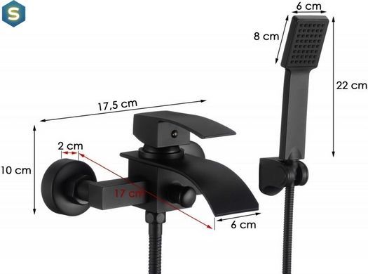 Смеситель для ванны Yoka Talea black настенный BW.TALEA-BLK, Черный матовый