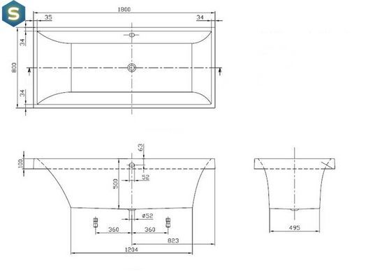 Ванна кварилова Villeroy & Boch Squaro 180x80 UBQ180SQR2V