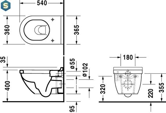 Унітаз підвісний Duravit Starck 3 2225090000, Білий