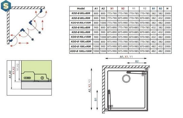 Душова кабіна Radaway Nes KDD B 80x80x200 10024080-01-01L + 10024080-01-01R