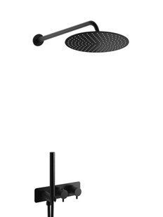 Душевая система Kohlman Axel 25 black с термостатом + BOX скрытого монтажа KPL-QW265AB25, Черный матовый
