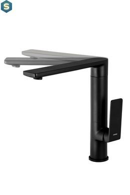Смеситель для кухни Corsan Trino black mat з подвижным носиком CMB7121BL, Черный матовый