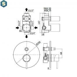 Смеситель для душа Paffoni Stick steel SK015ST, Нержавеющая сталь