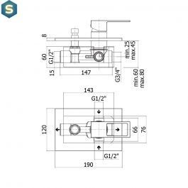 Душова система для ванни з виливом для ванни Paffoni 205 мм Shower chrome KITEL015CR205, Хром