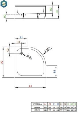 Душевой поддон Radaway Samos A 90 90x90 4S99300-03