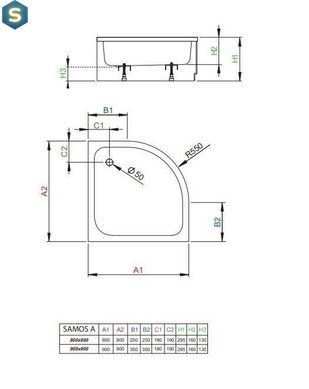 Душевой поддон Radaway Samos A 90 90x90 4S99300-03