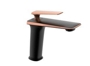 Смеситель для умывальника Mexen Purus black rose gold низкий MEX-745800-76, Черный/золото