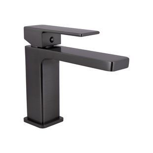 Смеситель для умывальника Qtap Gemini QTGEM270GMB45676 Gunmetal Black PVD, Шлифованный черный хром