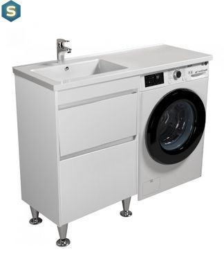 Тумба Мойдодир Wing 60-W з умивальником Rodeo 120 L з крилом над пралкою підлогова, Білий