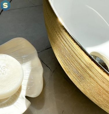 Умывальник Rea Stella brushed gold white накладной REA-U9087, Золотой