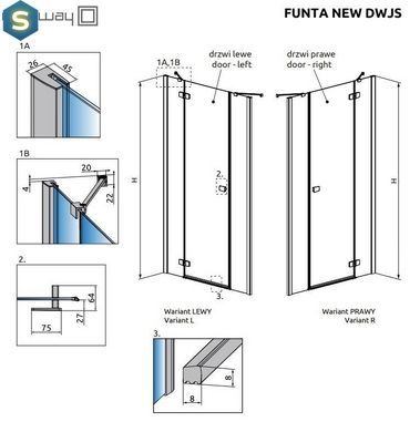 Душевая дверь Radaway Fuenta New DWJS 140 см 384033-01-01L+384090-01-01