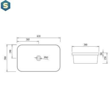 Умывальник Qtap Scorpio 610х380х150 White QT1411K491WN, Белый