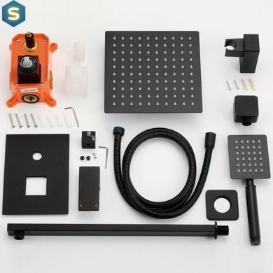 Душевая система скрытого монтажа Yoka Dual black + BOX BP.DUAL-BLK, Черный матовый