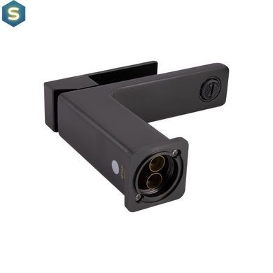 Смеситель для умывальника Qtap Gemini QTGEM270GMB45676 Gunmetal Black PVD, Шлифованный черный хром