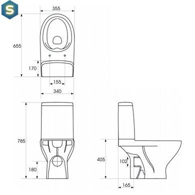 Унітаз-компакт 652 Cersanit Moduo CO 011 3/5 з сидінням duraplast Soft Close K116-004