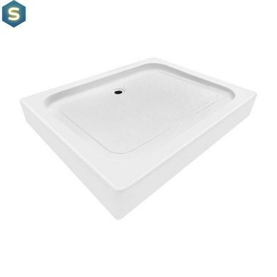 Душовий піддон Kapielka ST100x80x14 низький, прямокутний, діаметр зливу 52 мм Lidz, Білий
