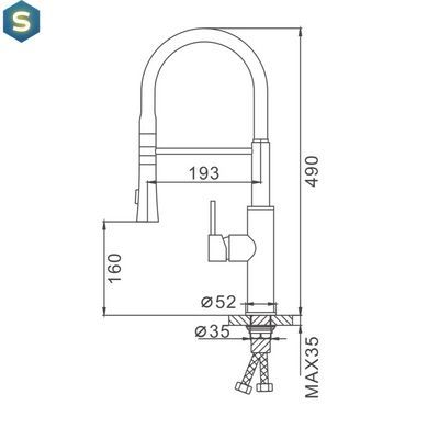 Змішувач для кухні Frap F4452-8 з гнучким виливом, 2 режими, біло/чорний, Черный матовый