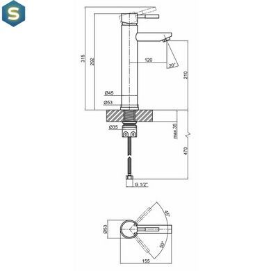 Змішувач для умивальника Wezer EKO11A-01-BLACK високий, Черный матовый