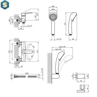 Змішувач для душу Kroner KRP Brocken - C050 CV023596, Хром