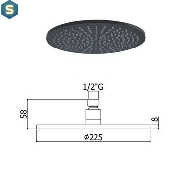 Верхний душ Paffoni Light ZSOF 074 NO, Черный матовый