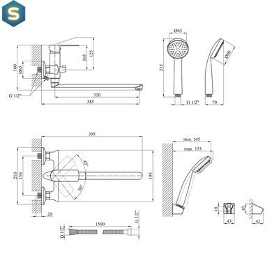 Змішувач для ванної Kroner KRM Main - C070 CV018620, Хром