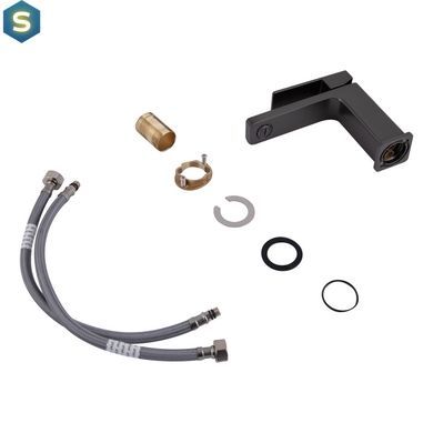 Смеситель для умывальника Qtap Gemini QTGEM270GMB45676 Gunmetal Black PVD, Шлифованный черный хром