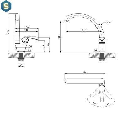 Змішувач для кухні Agua Leon-C031 CV014925, Хром
