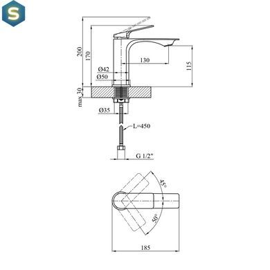 Смеситель для раковины Kroner KRP Graz - GRP010, Графит