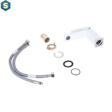 Змішувач для умивальника Qtap Gemini QTGEM270CRW45675 Chrome/White, Білий
