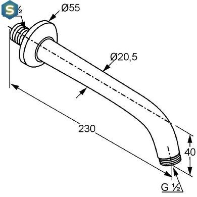 Кронштейн для верхнего душа Kludi Freshline 6235405-00, Хром
